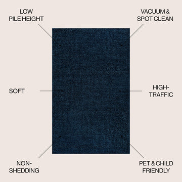 Haze Solid Low-pile Area Rug Navy